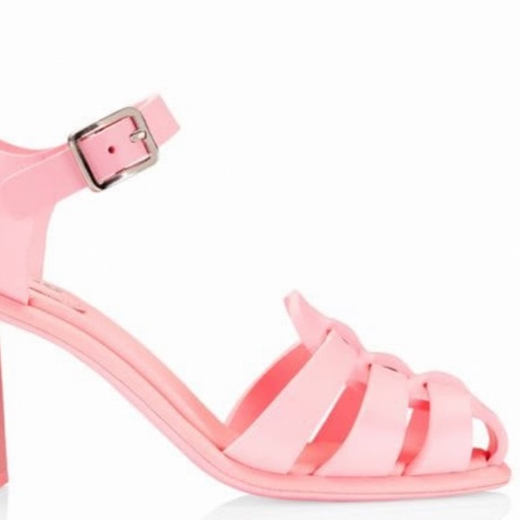 MIU MIU RUBBER BLOCK HEEL FISHERMAN STYLE SANDALS IN ROSA COLOR US 8 1/2 - Picture 7 of 8